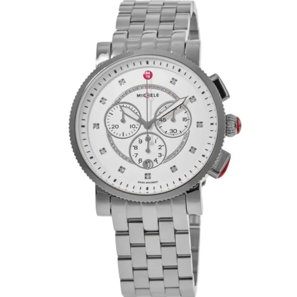 MICHELE MWW01K000122 SILVER DIAMOND DIAL SILVER STAINLESS STEEL WOMENS WATCH
